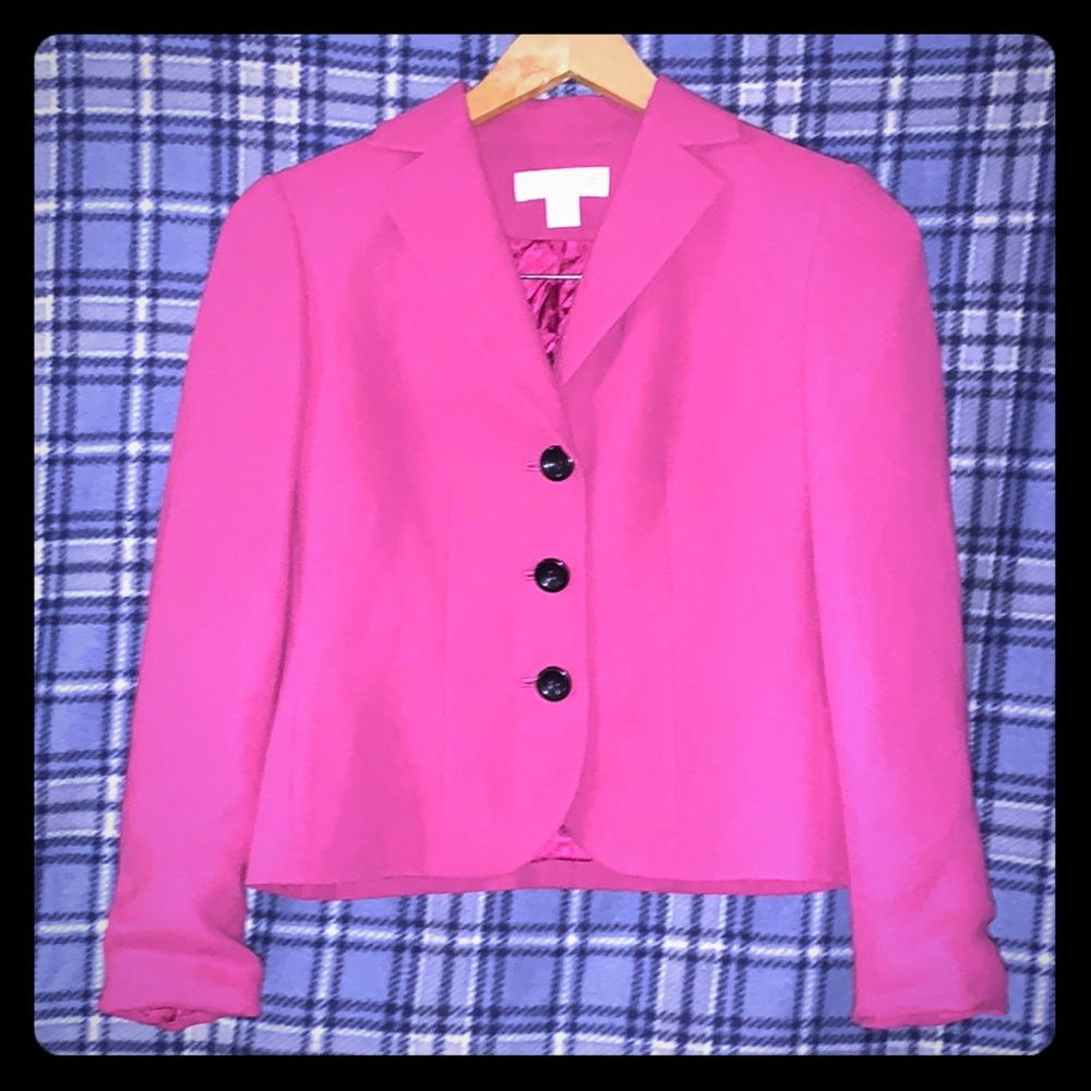 Petite Sophisticate Sz 0 Hot Pink Suit Jacket EUC!